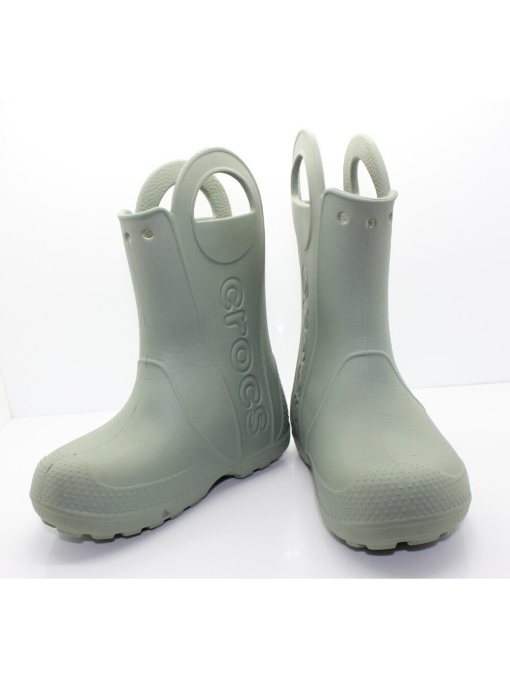 Crocs Handle It Kids Rain Boots Size C13 Moss Sage Green Waterproof Pull On